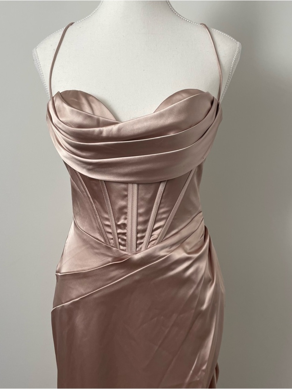 Ladavine by Cinderella Davine 7483 Satin Corset Gown Dress Prom Champagne Size 6 - Picture 6 of 13